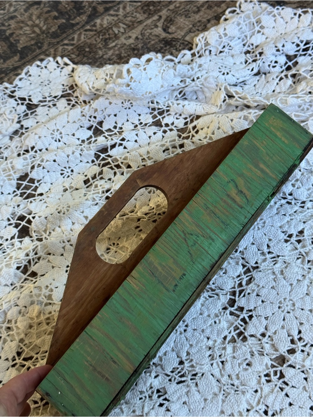 Vintage Wooden Plaster Float Green Primitive Carpenter Tool Farmhouse Decor